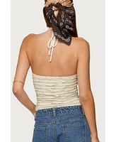 Edikted Women's Criss Cross Bead Ruffled Halter Top