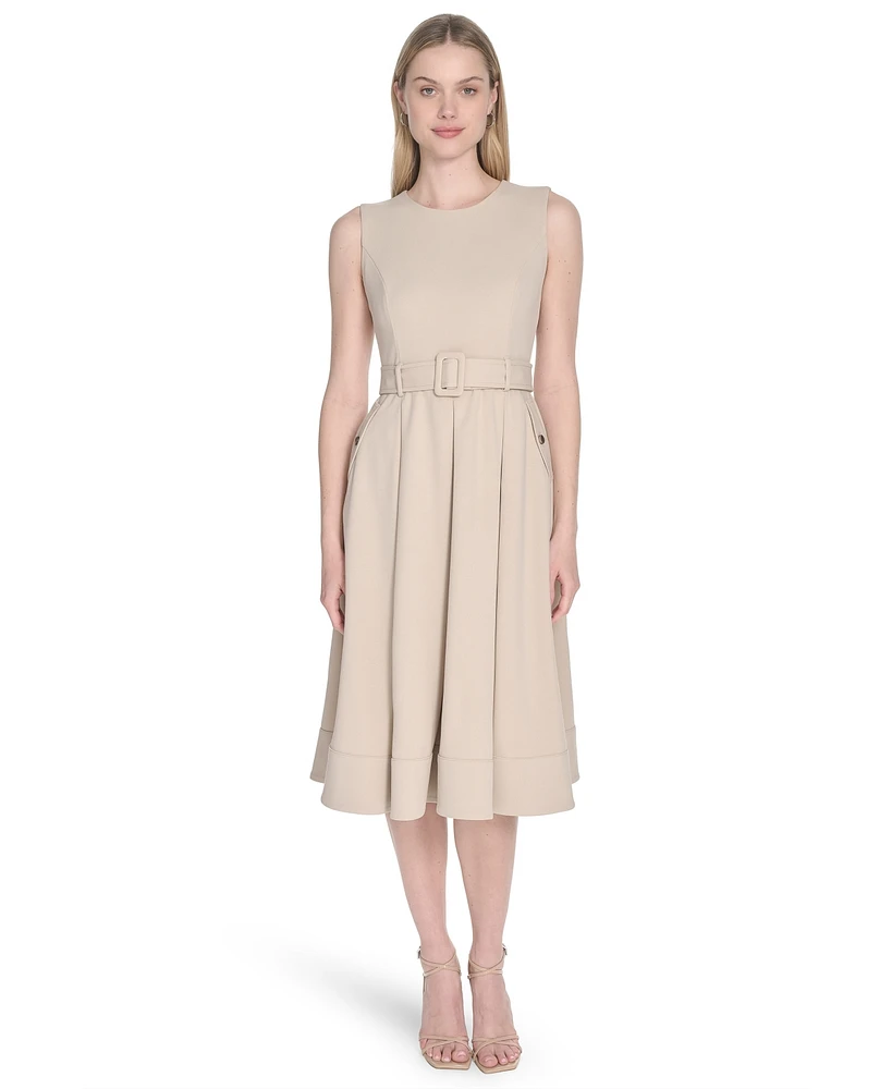 Calvin Klein Women's Scuba Crepe Sleeveless A-Line Dress