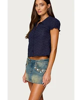 Edikted Women's Lanie Eyelet Tailored Button Up Shirt