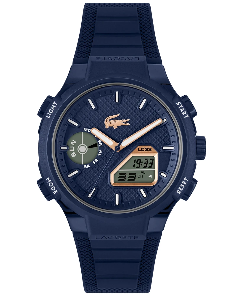 Lacoste Men's LC33 Midnight Navy Silicone Strap Watch, 44.8mm