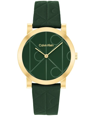 Calvin Klein Women's Green Leather Strap Watch, 32mm