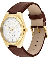 Calvin Klein Men's Brown Leather Strap Watch, 39mm