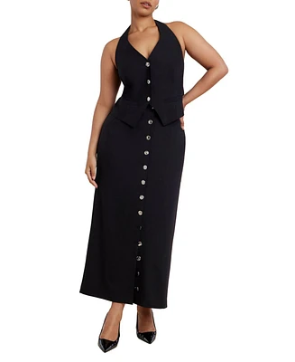 Eloquii Women's Buttoned Maxi Column Skirt