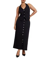 Eloquii Women's Buttoned Maxi Column Skirt
