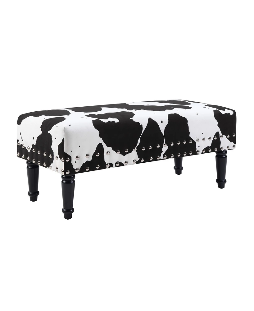 Convenience Concepts 40" Faux Cowhide Bench with Nailheads