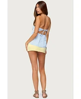Edikted Women's Maddie Strapless Striped Babydoll Top