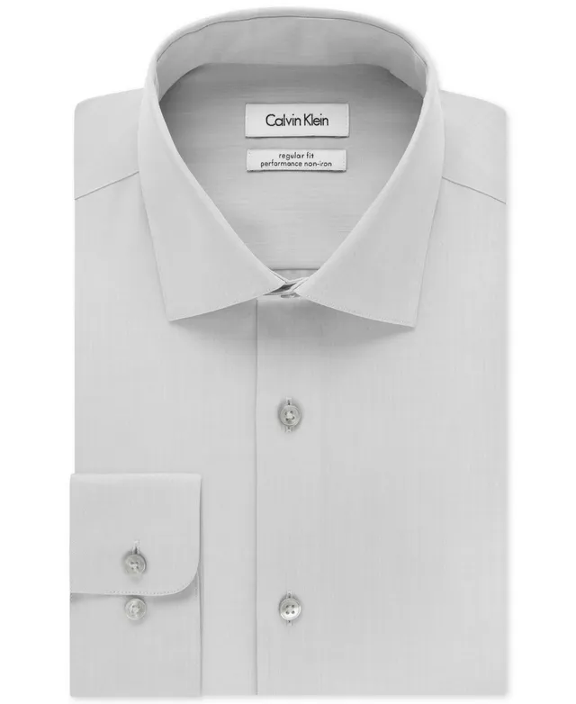 Calvin Klein Men's Slim-Fit Non-Iron Herringbone Dress Shirt - Macy's