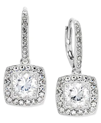 Eliot Danori Silver-Tone Crystal Square Drop Earrings, Created for Macy's