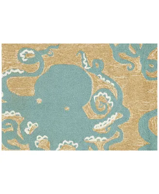 Liora Manne Front Porch Indoor/Outdoor Octopus Aqua 2' x 3' Area Rug