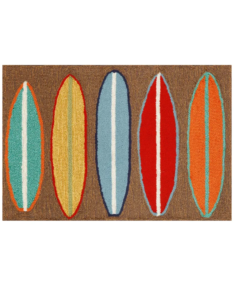 Liora Manne Front Porch Indoor/Outdoor Surfboards Brown 2'6'' x 4' Area Rug