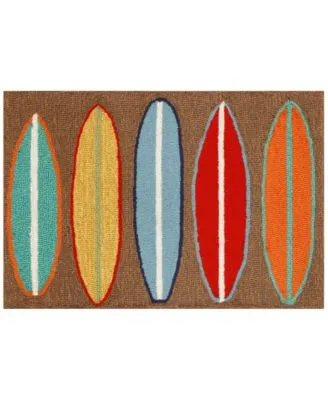 Liora Manne Front Porch Indoor Outdoor Surfboards Brown Area Rug