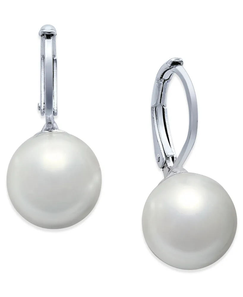 Lauren Ralph Lauren Silver-Tone Imitation Pearl Drop Earrings