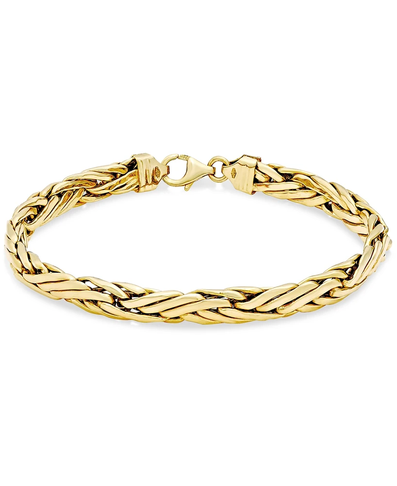 Italian Gold Woven Link Chain Bracelet in 14k Gold