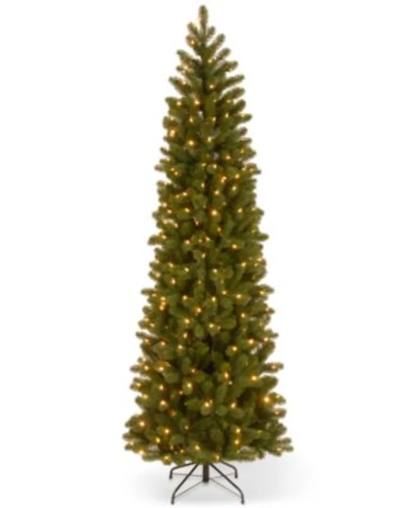 National Tree Company 7.5 Feel Real Down Swept Douglas Fir Pencil Slim Hinged Christmas Tree With 350 Clear Lights