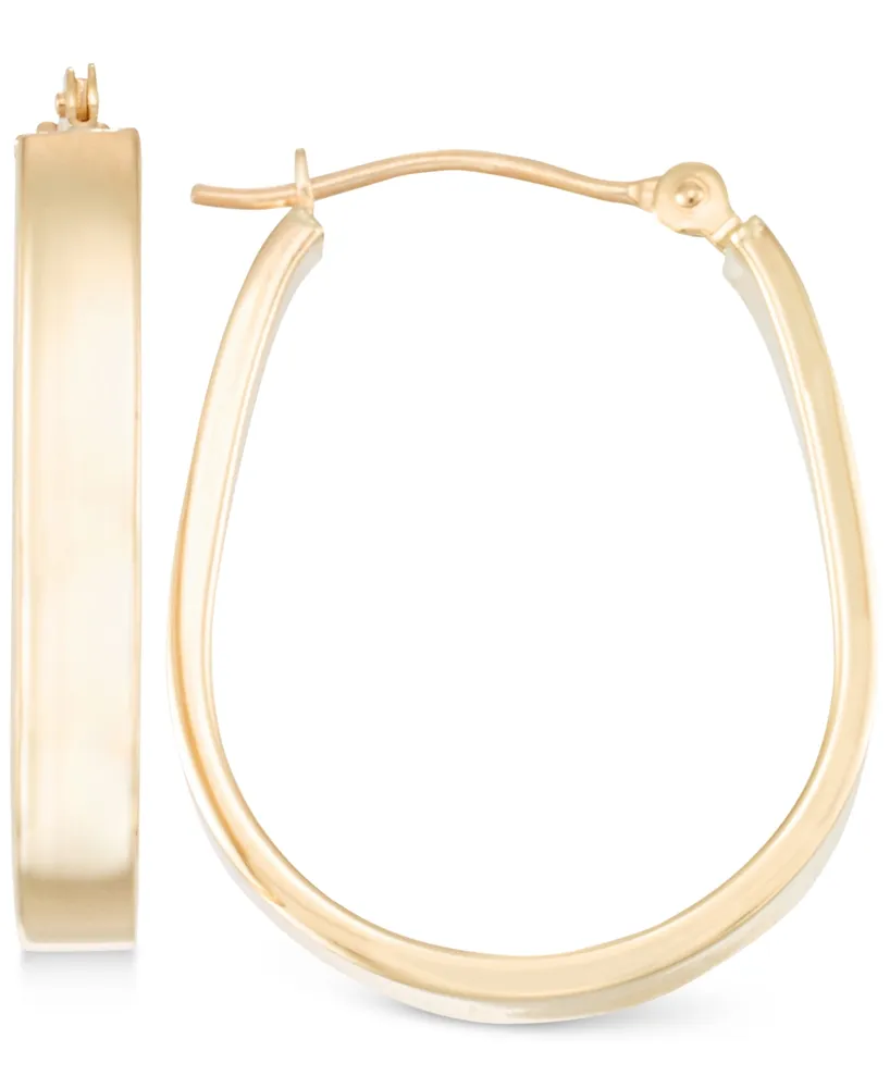 Polished Pear-Shape Hoop Earrings in 10k Gold