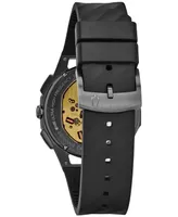 Bulova Men's Chronograph Curv Black Rubber Strap Watch 44mm 98A162