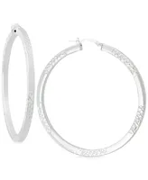 Textured Square-Edge Hoop Earrings in Sterling Silver