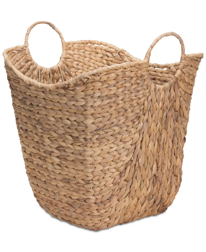 Household Essentials Tall Water Hyacinth Wicker Basket with Handles