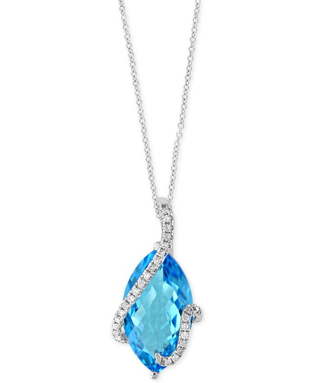 Ocean Bleu by Effy Blue Topaz (7-1/10 ct. t.w.) and Diamond (1/8 ct. t.w.) Pendant Necklace in 14k White Gold