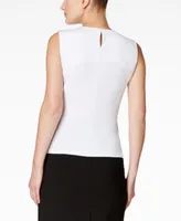 Calvin Klein Pleat Neck Sleeveless Top, Regular and Petite Sizes