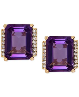 Gemstone and Diamond Accent Stud Earrings 14k Gold