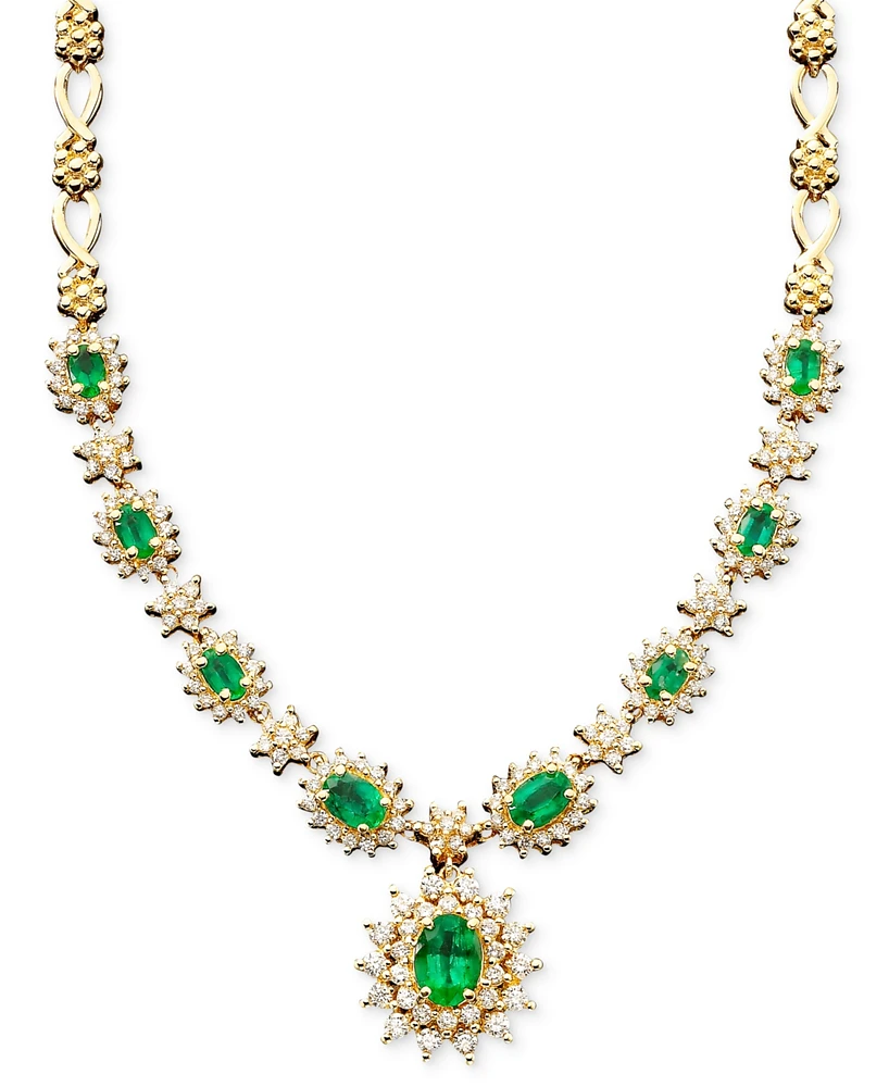 Effy Saphhire (4-3/8 ct. t.w.) and Diamond (1-2/3 ct. t.w.) Necklace in 14k White Gold, Created for Macy's (Also Available in Emerald)