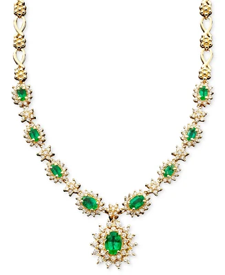 Effy Saphhire (4-3/8 ct. t.w.) and Diamond (1-2/3 ct. t.w.) Necklace in 14k White Gold, Created for Macy's (Also Available in Emerald)