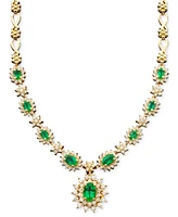 Effy Saphhire (4-3/8 ct. t.w.) and Diamond (1-2/3 ct. t.w.) Necklace in 14k White Gold, Created for Macy's (Also Available in Emerald)