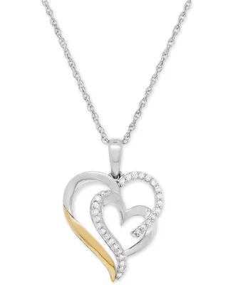 Diamond Heart Pendant Necklace (1/5 ct. t.w.) in Sterling Silver and 14k Gold - Two