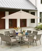 Wayland Outdoor Aluminum 8-Pc. Dining Set (64" Square Dining Table, 6 Dining Chairs & 1 Bench) with Sunbrella Cushions, Created for Macy's