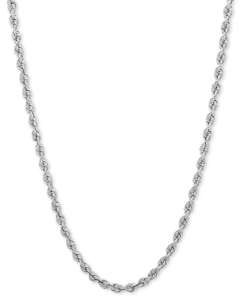 Diamond Cut Rope Chain 20" Necklace (3mm) in 14k White Gold