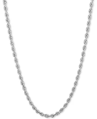 Diamond Cut Rope Chain 20" Necklace (3mm) in 14k White Gold