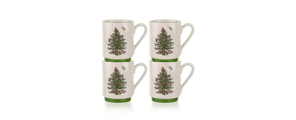 Christmas Coffee Mugs - Spode Christmas Tree Set of 4 Mugs