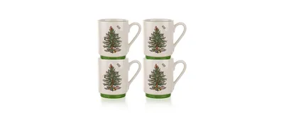 Spode Christmas Tree Stacking Mugs, Set of 4