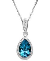 Diamond Accented Semi Precious Pendant Necklace In 14k White Yellow Or Rose Gold