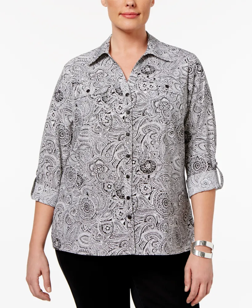 Ny Collection Plus Size Utility Blouse