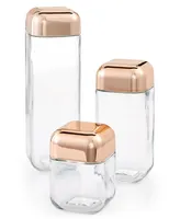 Honey Can Do 3-Pc. Glass & Copper Canister Set