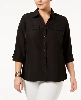 Ny Collection Plus Utility Blouse