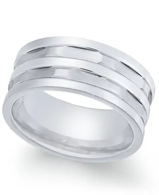 Sutton by Rhona Sutton Men's Stainless Steel Multi-Row Cut Band