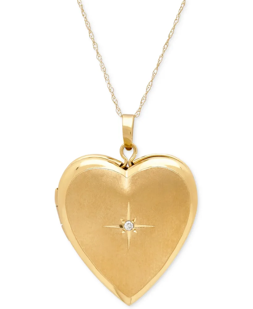 Diamond Accent Heart Locket 18" Pendant Necklace in 10k Gold