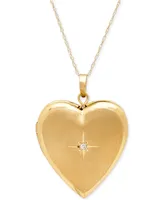 Diamond Accent Heart Locket 18" Pendant Necklace in 10k Gold