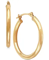 Polished Tube Hoop Earrings in 10k Gold, 4/5 inch