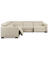 Nevio 5-pc Leather "L" Sectional with 3 Power Recliners, Created for Macy's