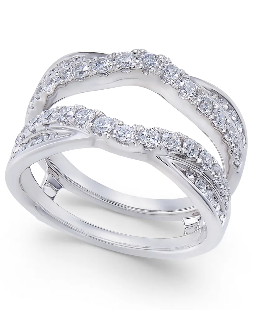 Diamond Curved Overlapped Solitaire Enhancer Ring Guard (1 ct. t.w.) in 14k White Gold