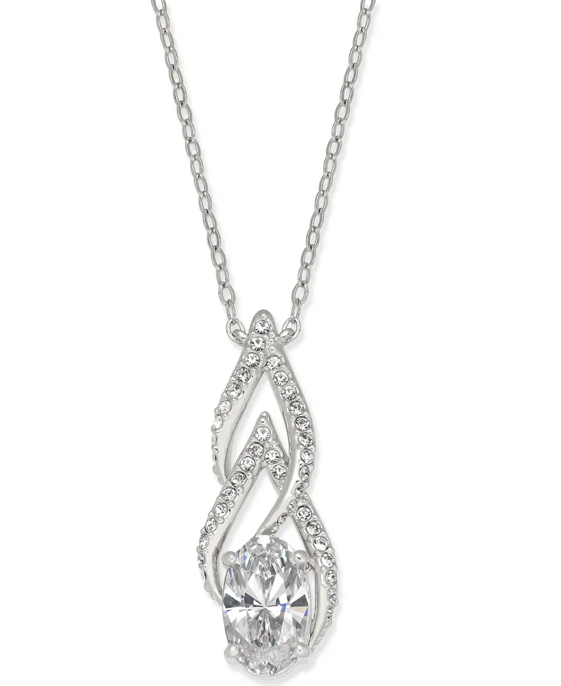 Eliot Danori Silver-Tone Cubic Zirconia Pendant Necklace, Created for Macy's