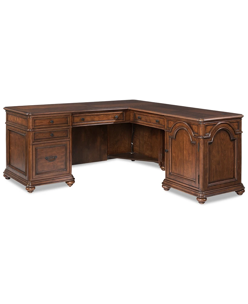 Clinton Hill Cherry Home Office L-Shaped Desk