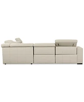 Nevio 5-Pc. Leather "L" Shaped Sectional with 2 Power Recliners Articulating Headrests, Created for Macy's