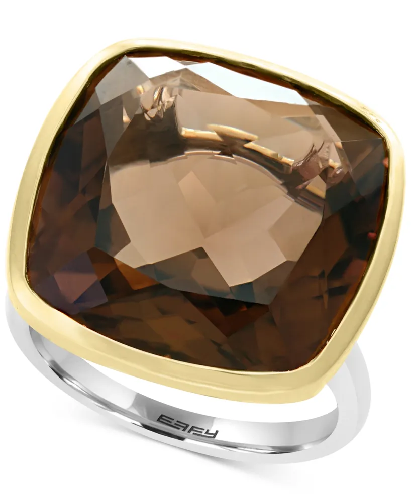 Effy Smoky Quartz (20-1/5 ct. t.w.) Ring Sterling Silver & 18k Gold