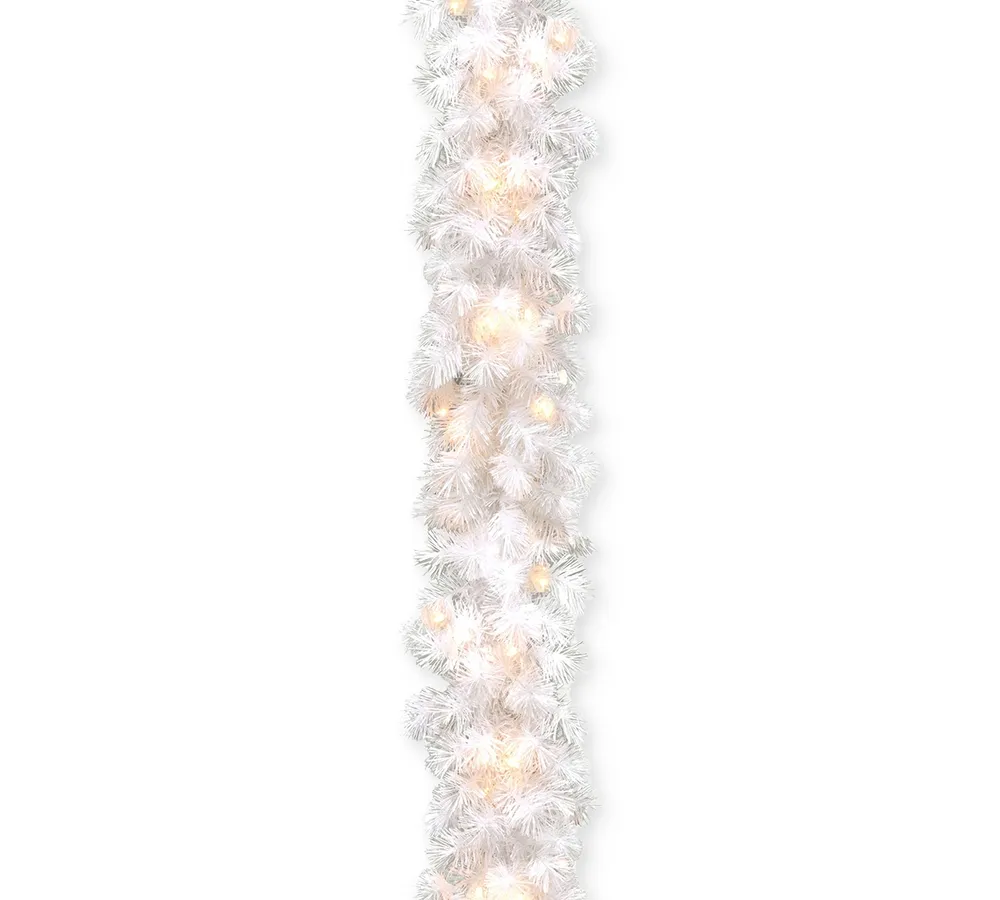 National Tree Company 9' Wispy Willow White Garland With 100 Clear Lights
