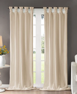 Madison Park Emilia Twist Tab Lined Window Curtain Panel, Single Curtain with Privacy Lining for Bedroom and Living Room